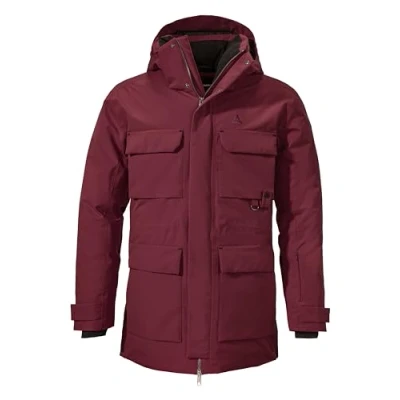 Abbildung von Schöffel Herren Down Parka Ridgeland M, wind und wasserdichter Daunenparka mit RDS zertifizierten Federn, leichte Outdoorjacke Wärmekragen Kapuze, dark burgundy, 50