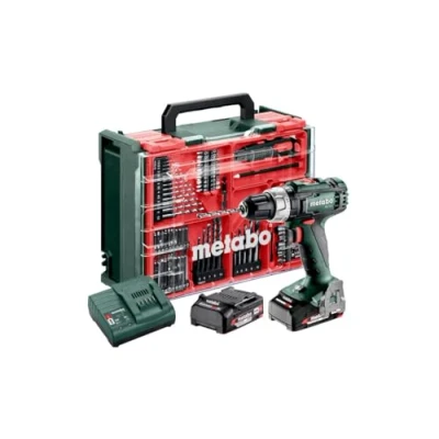 Abbildung von metabo Schlagbohrmaschine SB 18 L Set + 2x Akku 2 Ah Ladegerät 78 teilige mobile Werkstatt