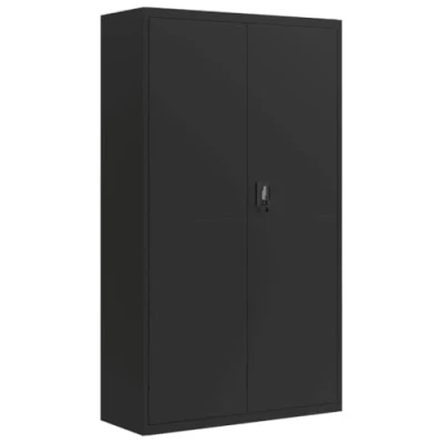 Abbildung von vidaXL Aktenschrank, Büroschrank mit 4 Einlegeböden, Abschließbar Metallschrank Schrank Türen, Aufbewahrungsschrank Büromöbel, Schwarz Stahl