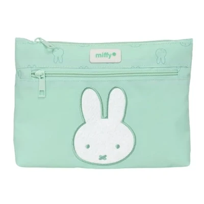 Abbildung von Safta Miffy Federmäppchen für die Schule, groß, mit doppeltem Reißverschluss, Kinder, bequem und vielseitig, leicht zu reinigen, 23 x 3 16 cm, Minzgrün, Estándar, Lässig