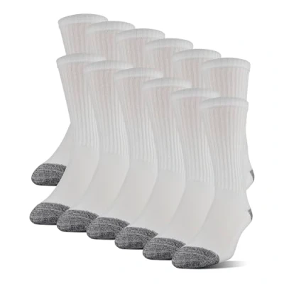 Abbildung von Gildan Herren Crew Polyester, Halbkissen, 12 Paar Socken, Weiss/opulenter Garten, Shoe Size: 6 (12er Pack)