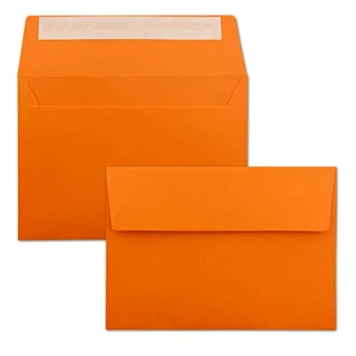 Abbildung von 200x Briefumschläge Orange DIN C6 Format 11,4 x 16,2 cm Haftklebung Kuverts ohne Fenster Weihnachten, Grußkarten &amp; Einladungen Für A6 A4 Papier