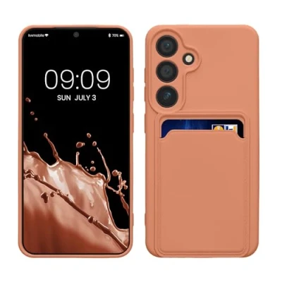 Abbildung von kwmobile Handyhülle kompatibel mit Samsung Galaxy S24 Hülle Handy Cover Fach für Karten in Grapefruit Pink