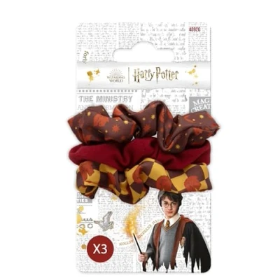 Abbildung von Harry Potter Haargummis in den Farben von Gryffondor, offizielles Produkt, 3 Stück