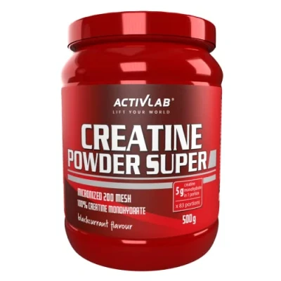 Abbildung von Activlab Creatine Super Powder 500g, Kreatin Monohydrat 5000 mg 83 Portionen Pulver Bodybuilding, Fitness, Cross Fit, Powerlifting, Schwarze Johannisbeere