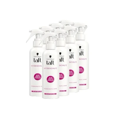 Abbildung von Schwarzkopf Taft Hitzeschutzspray (8x 250 ml), Geeignet Für alle Haarstyling Werkzeuge, Haartypen mit Anti Frizz Effekt und natürlicher Glanz, Vegane Formel*