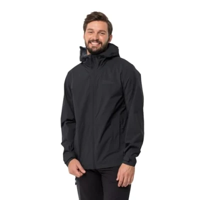 Abbildung von Jack Wolfskin Elsberg Regenjacke / wasserabweisende Jacke, Herren, Größe: Large, Black