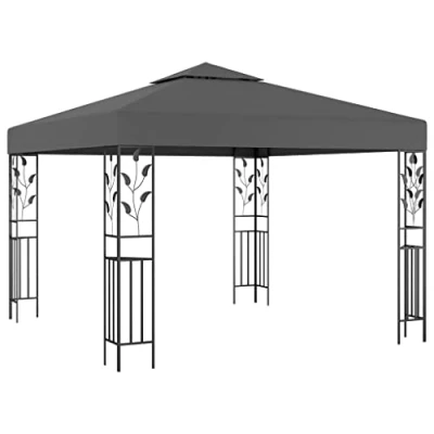 Abbildung von vidaXL Pavillon Doppeldach UV beständig Gartenzelt Partyzelt Festzelt Gartenpavillon Bierzelt Garten 3x3x2,5m Anthrazit Stahlrahmen