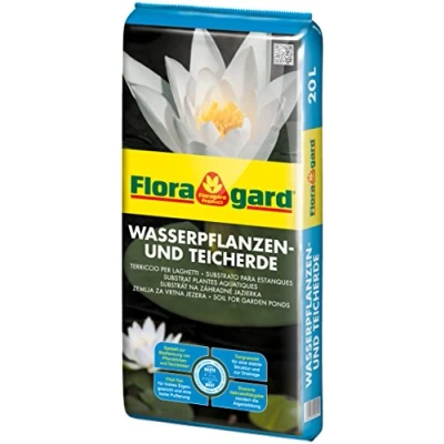 Abbildung von Floragard Wasserpflanzen &amp; Teicherde 20 L für Gartenteiche, Pflanzkörbe, Teichböden auch Seerosen und Schilf extra schwer dank Vital Ton verringert Algenbildung