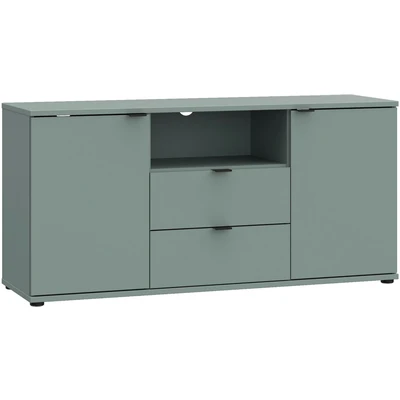Abbildung von FORTE Lowboard Ganymede (Breite 129,8cm), TV Board, Stauraum, Schublade, Metallgriffe, Kabelführung