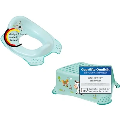 Abbildung von KiNDERWELT Tritthocker 2er Set Funny Farm aquamarin WC Aufsatz + Hocker (2er Set)