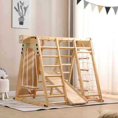 Abbildung von HOME DELUXE Klettergerüst Indoor Spielturm LIO, (inkl. Schaukel, Rutsche, Kletternetz &amp; Leiter), 8 in 1 Kletterturm I Spielzimmer, Kinderzimmer