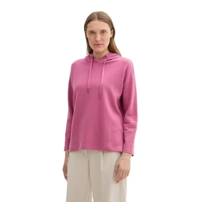 Abbildung von TOM TAILOR Damen 1044579 Swaetshirt mit Struktur und Kordelzug, 16348 Pink Velvet, 42
