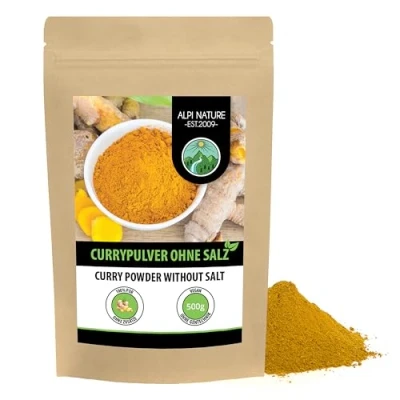 Abbildung von Currypulver indisch Madras (500g), suess ohne Salz, mild, typisch indische Gewürzmischung, wiederverschließbare Verpackung