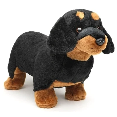 Abbildung von Uni Toys Kuscheltier Dackel, stehend mit / ohne Leine 28 cm Plüsch Hund Plüschtier, zu 100 % recyceltes Füllmaterial