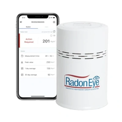 Abbildung von Ecosense RD200 RadonEye, Radon Detektor für Zuhause, schnelle Erfassung von schwankenden Werten, kontinuierliche Kurz und Langzeitüberwachung in Echtzeit mit Trenddiagrammen