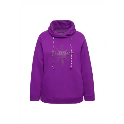 Abbildung von Ulla Popken LONG Sleeve Standup Collar Snowflake Sweatshirt, Damen, Größe: 42/44, Dark purple