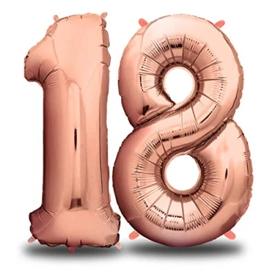 Abbildung von envami® Folienballon Zahl Geburtstagsdeko Rosegold 100cm Deko zum Geburtstag Luftballon Zahlen Dekoration Happy Birthday Mädchen Fliegt mit Helium (Zahl 18)