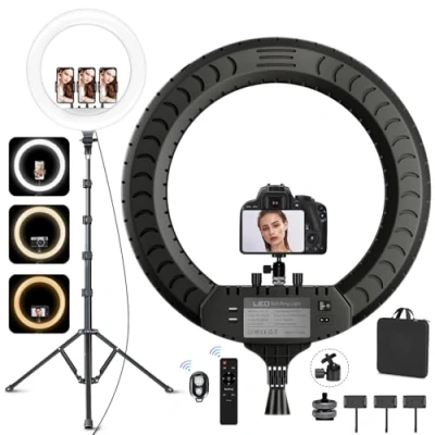 Abbildung von Ekasoco 21 Zoll Ringlicht mit Stativ Handy Groß CRI 95+, Ring Light 7000LM, Ringleuchte Stativ, DSLR Stativkopf für YouTube, TikTok, Streaming, Make up, Vlog, Videofotografie, Zoom Meeting