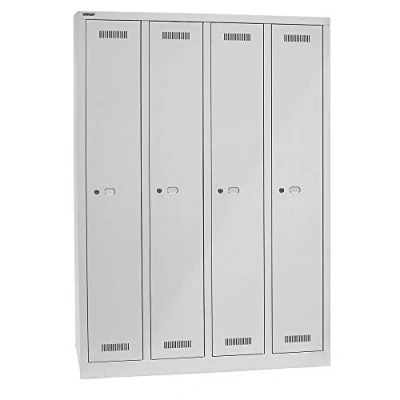 Abbildung von BISLEY MonoBloc Garderobenschrank, 4 Abteile, je 1 Fach, Metall, 645 Lichtgrau, 50 x 118.3 170 cm