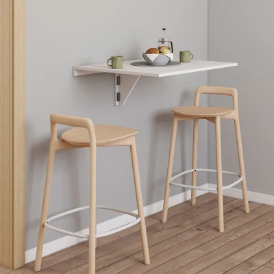 Abbildung von Wandklapptisch Holz weiß 2 Personen L.70cm IDMarket
