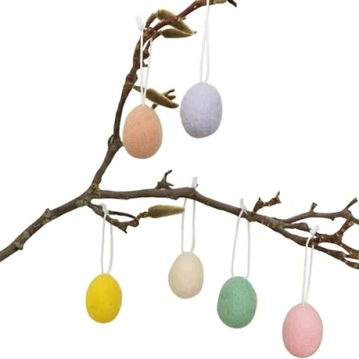 Abbildung von Papierdrachen 6 Filzostereier Pastellfarben Osterdeko für Sträucher und Weiden Dekoration Ostern 2024