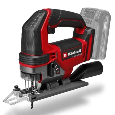 Abbildung von Einhell Akku Stichsäge TE JS 18/100 Li Solo Power X Change (18 V, 100 mm Schnitttiefe in Holz, 26 Hubhöhe, max. 45 Schrägschnitte, inkl. Sägeblatt, ohne Akku)