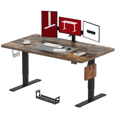 Abbildung von SANODESK Elektrisch Höhenverstellbarer Schreibtisch 180 x 80 cm Ergonomischer Steh Sitz Tisch mit Memory Funktion für Homeoffice und Heimbüro, braun, Computertisch, Standing Desk