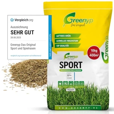 Abbildung von Greenyp® Sport I strapazierfähiger &amp; Spielrasen 10kg für 400m² Sportrasen Grassamen Rasensamen Rasensaat Gras Nachsaat schnellkeimend