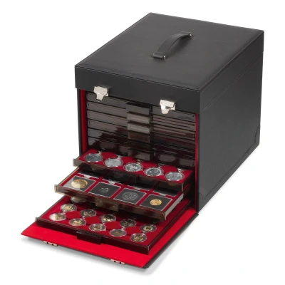 Abbildung von Leuchtturm, Koffer, MB Schwarz geeignet für: 10 Münzboxen Abm: 263x328x263 mm. pro Stk.