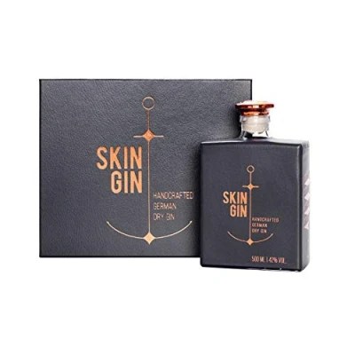 Abbildung von Skin Gin Handcrafted German Geschenkbox + Thomas Henry Tonic Water Manufaktur aus dem Alten Land Koriander Grapefruit Limetten 42% 900ML Anthrazit Grey