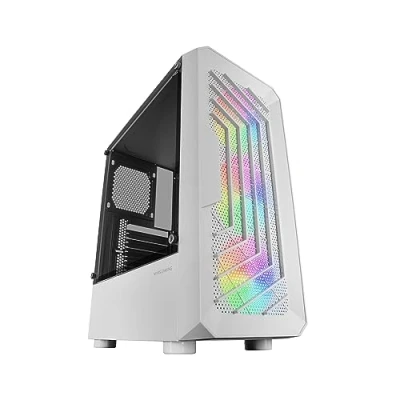 Abbildung von Mars Gaming MC Tor Weiß, ATX Semitower Gehäuse, Full Side Window, Front Mesh Design, 3X FRGB 120mm Frontlüfter, Dual Chamber Design