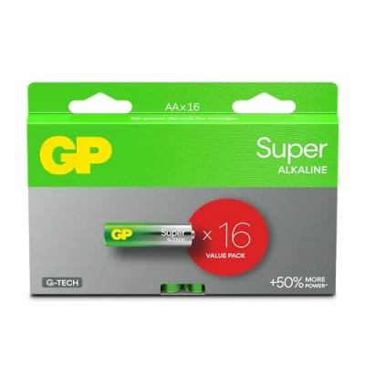 Abbildung von AA Batterien, 16 Stück, GP Super, Alkaline 1,5 V, LR06, Lange Lebensdauer