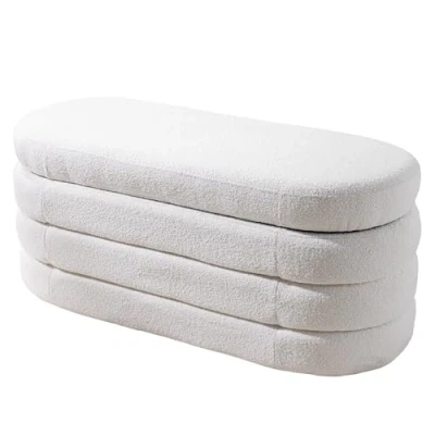 Abbildung von Riess Ambiente Extravagante Polsterbank Vogue 115cm Creme weiß Bouclé Sitzbank mit Stauraum Sitztruhe Schuhbank Fußbank