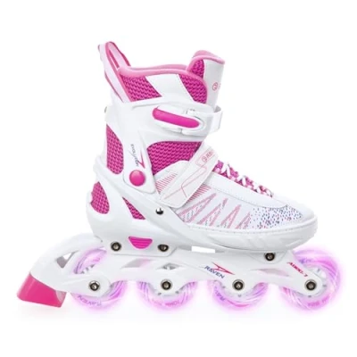 Abbildung von Verstellbare Roller Blades mit leuchtenden LED Rädern Grace Weiß/Pink