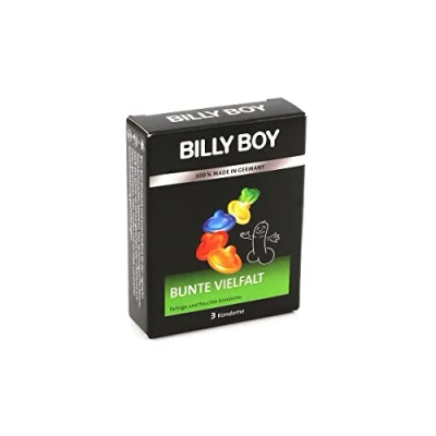 Abbildung von Billy Boy Kondome Bunte Vielfalt (Kondom Sortiment) verschiedene Sorten, Packung mit, 3 St., mit Gleitfilm, bunt gemischte