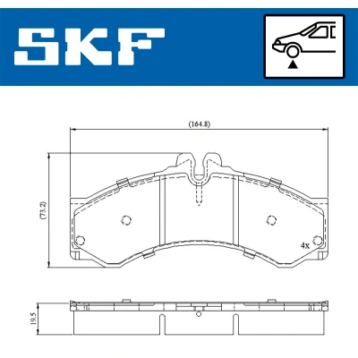 Abbildung von SKF VKBP 80251 Bremsbelagsatz für Verschleißwarnanzeiger vorbereitet MERCEDES BENZ: Sprinter 3 T Kastenwagen, 2 Kastenwagen