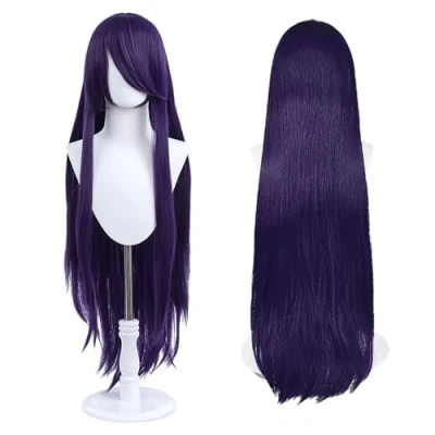 Abbildung von 100cm lange Perücke, universelle Anime Kostüm Cosplay perfekt für Party, täglichen Gebrauch, Festivals und Halloween, ideal TV, Film, Charakter (Lila)