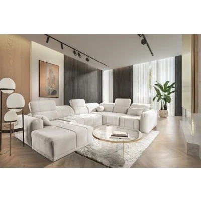 Abbildung von All4All Ecksofa mit Schlaffunktion Rico VIII 360 cm x 291 Schlafsofa Bettkasten Wohnlandschaft U Fom XXL Sofa Groß Ecru Chenille Gewebe Seite Links Modern 26