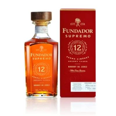 Abbildung von Fundador Supremo 12 Years Old Sherry Casks Brandy de Jerez 40% Vol. 0,7l in Geschenkbox