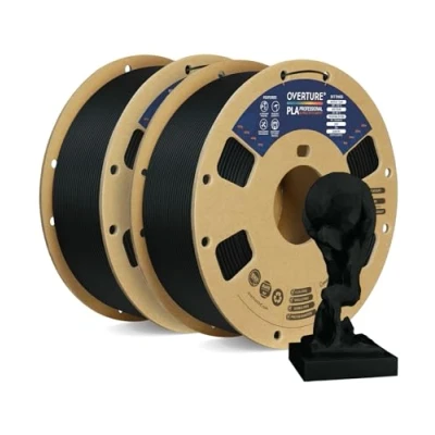 Abbildung von OVERTURE PLA Plus (PLA+) Filament, Professionelle Festigkeit, 2kg Filament 1.75mm, Maßgenauigkeit +/ 0,02 mm, für 3D Drucker (Schwarz 1kg*2)