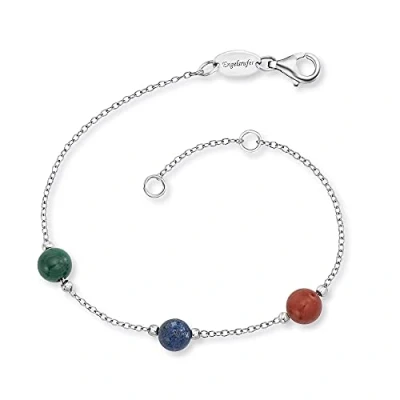 Abbildung von Engelsrufer Damen Armband aus Sterling Silber und drei Kraftsteinen Malachit, Lapislazuli, Roter Jaspis, Karabinerverschluss, in zwei Längen verstellbar, nickelfrei, ERB LILGEM 3ST 02