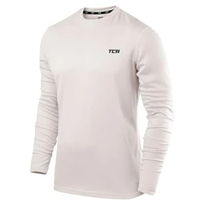 Abbildung von TCA Element Sport Langarmshirt Herren Funktionsshirt mit Rundhalsausschnitt Laufshirt Running Shirt atmungsaktiv Langarm Sportshirt Oberteil Weiss, M