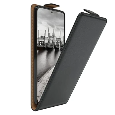 Abbildung von EAZY Case Hülle kompatibel mit Xiaomi 12 Pro Flip Cover zum Aufklappen, Handyhülle aufklappbar, Schutzhülle, Flipcover, Flipcase, Flipstyle vertikal klappbar, aus Kunstleder, Schwarz