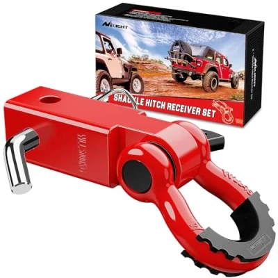 Abbildung von Nilight Bügelkupplungs Empfänger 5,1 cm, 20,411,7 kg, Bruchfestigkeit, 1,9 D Ring Bügel mit Anhängerkupplung, robust, solides Abschleppset für LKWs, Jeeps Offroad, 2 Jahre Garantie