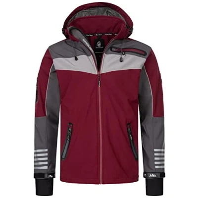 Abbildung von Rock Creek Herren Softshell Jacke Outdoor Windbreaker Übergangsjacke Anorak Kapuze Regenjacke Winterjacke Herrenjacke Jacket H 288 Weinrot M