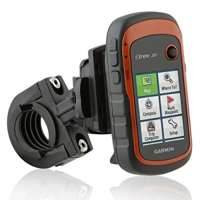 Abbildung von Wicked Chili Fahrradhalterung mit Sicherungsband für Garmin Navi Navigationsgeräte Halterung, (1er Set, Fahrrad Lenkerbefestigung, Halteschale und Adapterplatte Al)