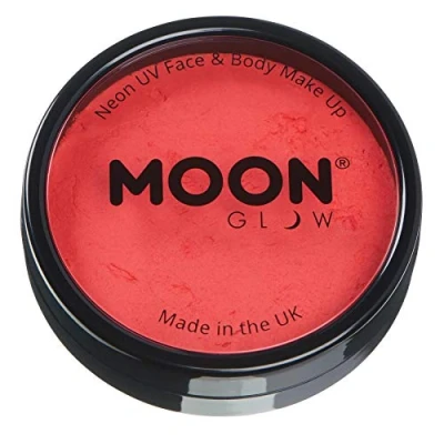 Abbildung von Moon Glow Pro Intensiv Neon UV Gesichts und Körperbemalung in Kuchentöpfen, professionelles wasserbasiertes Gesichtsbemalungs Make up für Erwachsene Kinder, 36 g (Intensives Rot)