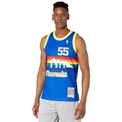 Abbildung von Mitchell &amp; Ness NBA Denver Nuggets Swingman ROAD 91 Dikembe M Top, Herren, Größe: Medium, Royal
