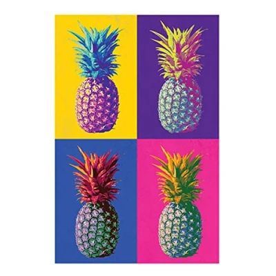 Abbildung von Yooyu Bunte Ananas Andy Warhol Berühmte Kunstwerk Malerei auf Leinwand Poster und Drucke Wandkunst Bilder Wohnzimmer Dekor 50x70cm Rahmenlos